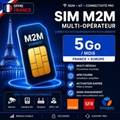Carte SIM M2M France 5 Go multi-opérateur Orange SFR Bouygues pour caméra 4G et vidéosurveillance
