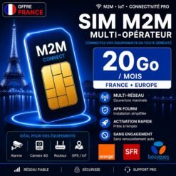 Carte SIM M2M France 20 Go multi-opérateur Orange SFR Bouygues pour internet professionnel et équipements IoT