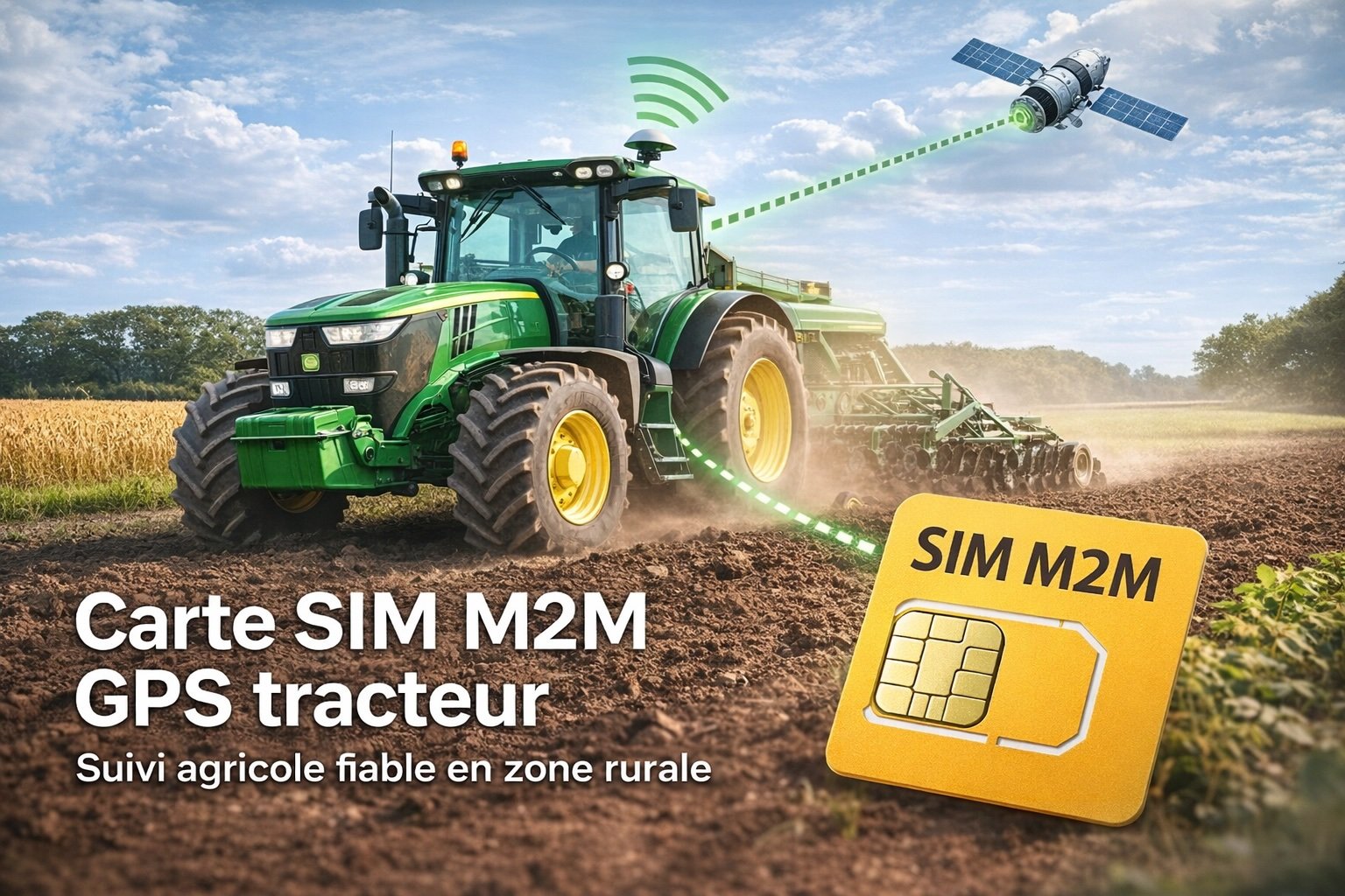 Carte SIM M2M pour GPS de tracteur agricole avec suivi en temps réel via réseau 4G multi-opérateur