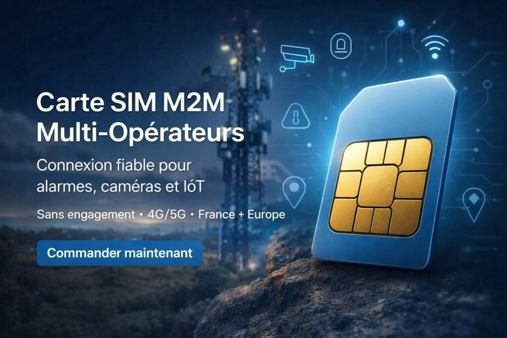 Carte SIM M2M multi-opérateur avec connexion 4G 5G pour alarme, caméra de surveillance et objets connectés IoT sans wifi