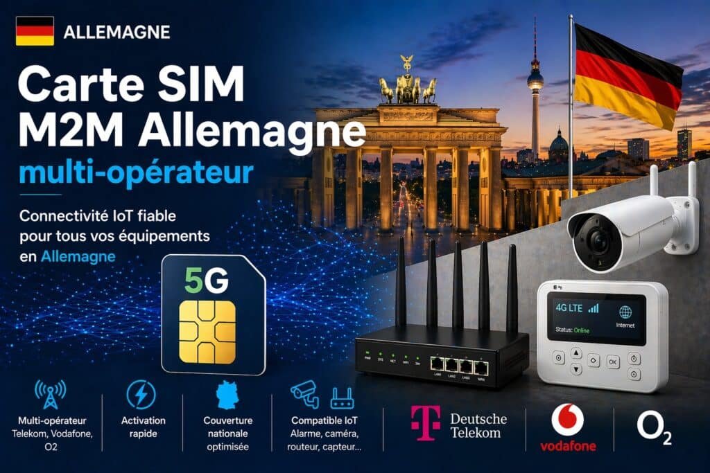 Carte SIM M2M Allemagne multi-opérateur pour IoT, caméra 4G et routeur
