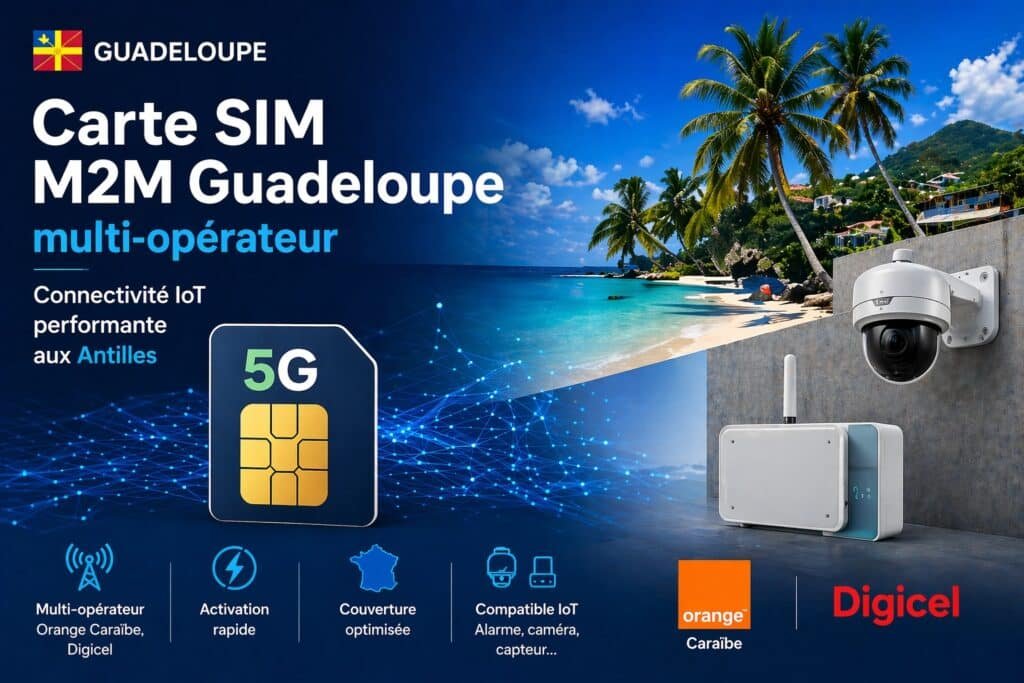 Carte SIM M2M Guadeloupe pour alarme, caméra 4G et objets connectés
