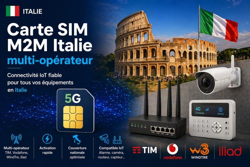 Carte SIM M2M Italie pour objets connectés, alarme et vidéosurveillance