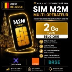 Carte SIM M2M Multi-opérateur 2 Go Belgique - Proximus Orange Base pour IoT domotique objets connectés