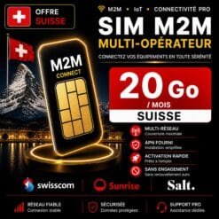 Carte SIM M2M Multi-opérateur 20 Go Suisse – Caméra 4G Usage intensif